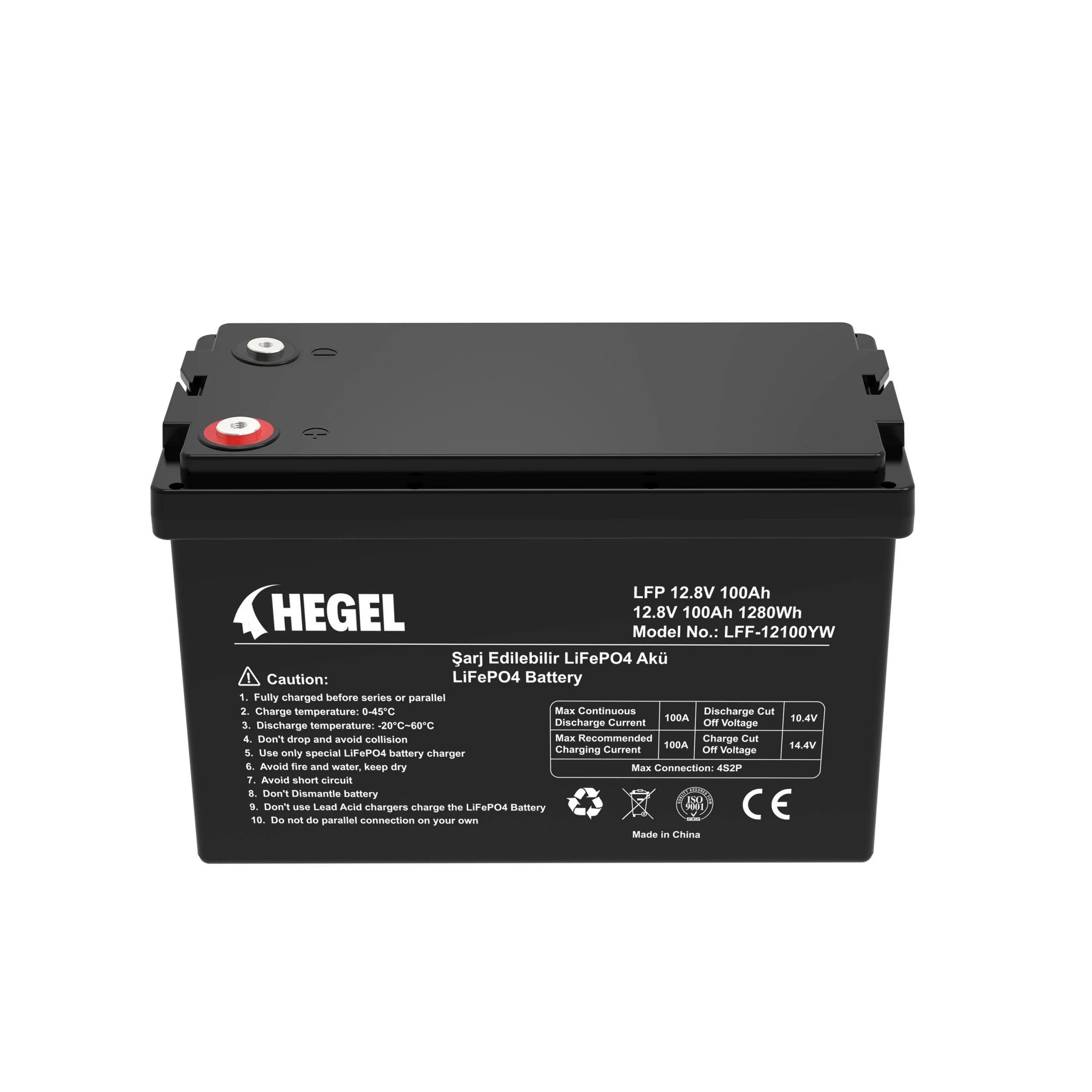 LFF-12100YW_1 HEGEL LİFEPO4 LİTYUM AKÜ 12.8V 100AH - Görsel 1