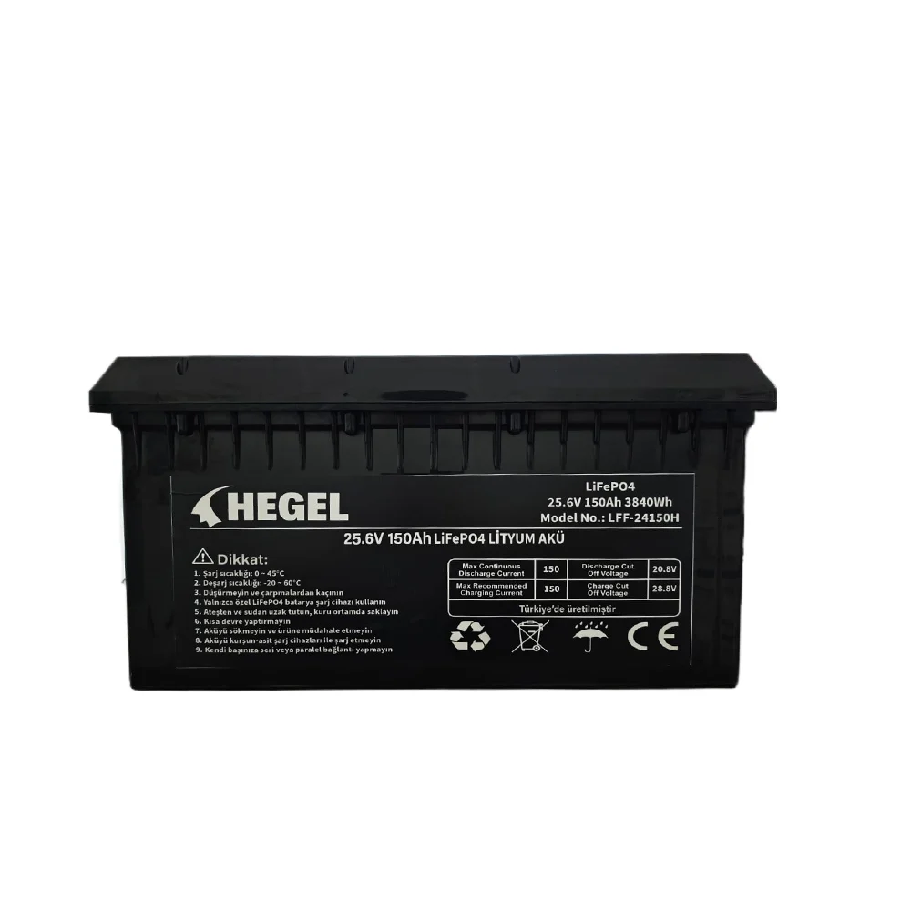 LFF-24150H HEGEL LİFEPO4 LİTYUM AKÜ 25.6V 150AH 3840Wh BLUETOOTH'LU - Görsel 1